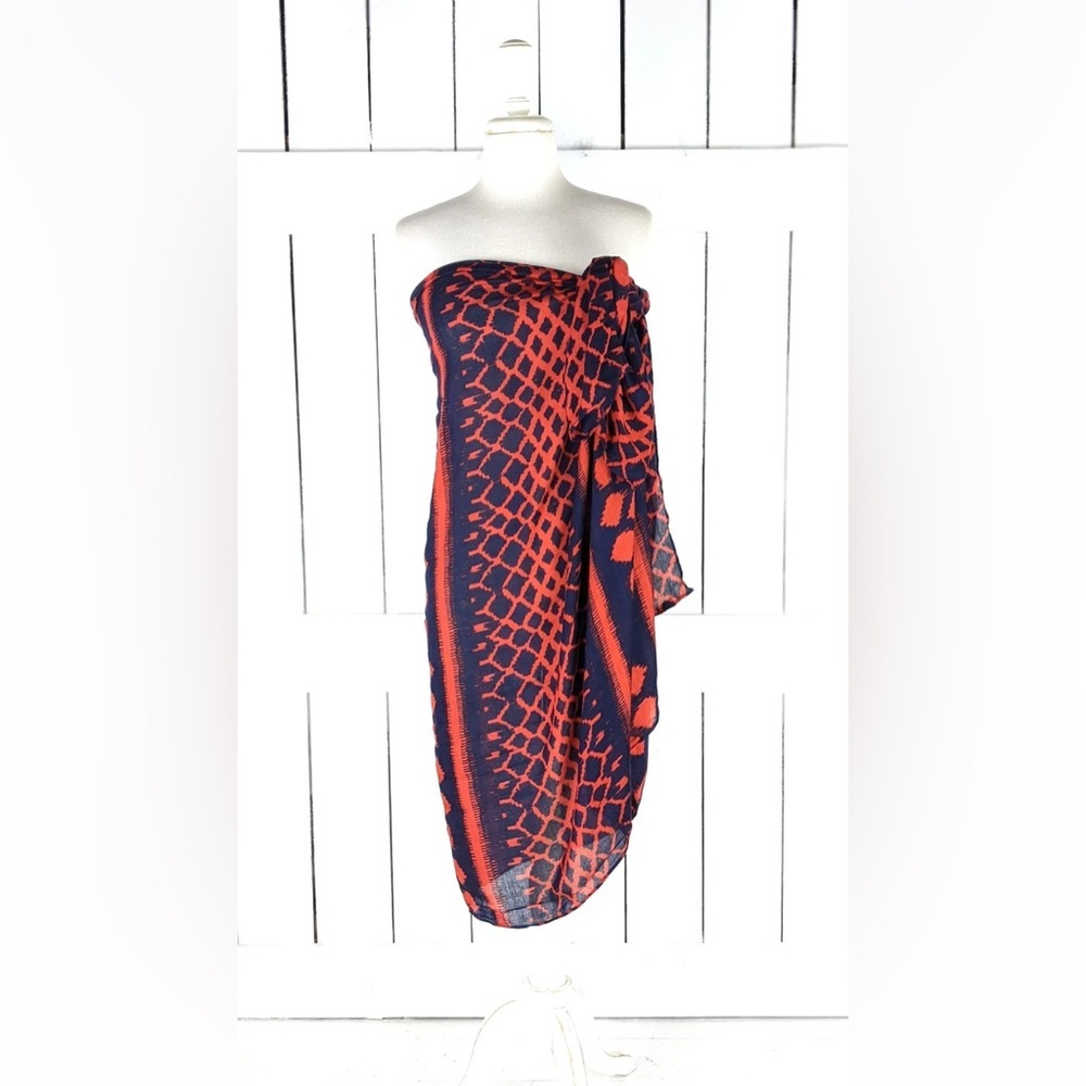 Stella & Dot Navy and Red Boho Large Scarf Shawl Coverup Dress